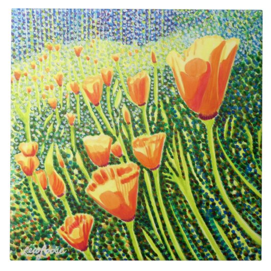 ポピーセラミックタイル、ポピー揺れセラミックタイル タイル (正面)