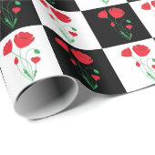 ポピーチェッカーボードラッピング紙 ラッピングペーパー (ロールコーナー)