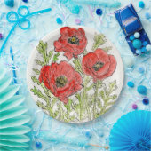 ポピーデザインオン紙プレート ペーパープレート (パーティー)