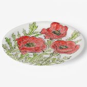 ポピーデザインオン紙プレート ペーパープレート (アングル)