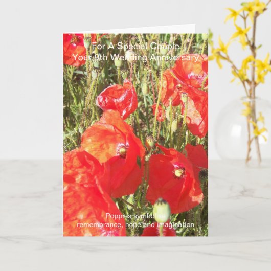 ポピーパーソナライズされたズ9th結婚アニバーサリーカード カード (黄色い花)