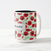 ポピーパーソナライズされたデザイン ツートーンマグカップ (正面右)