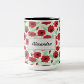 ポピーパーソナライズされたデザイン ツートーンマグカップ (中央)