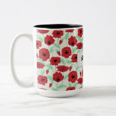 ポピーパーソナライズされたデザイン ツートーンマグカップ (左)