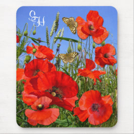 ポピーパーソナライズされたフィールドモノグラム マウスパッド