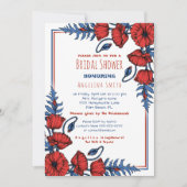 ポピーパーソナライズされたフローラブライダルシャワー 招待状 (正面)