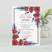 ポピーパーソナライズされたフローラブライダルシャワー 招待状 (スタンド正面)