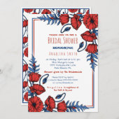 ポピーパーソナライズされたフローラブライダルシャワー 招待状 (正面/裏面)