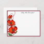 ポピーパーソナライズされた通信カード 招待状 (正面/裏面)