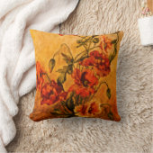 ポピービクトリアンズピローの鮮やかな油彩画 クッション (ブランケット)