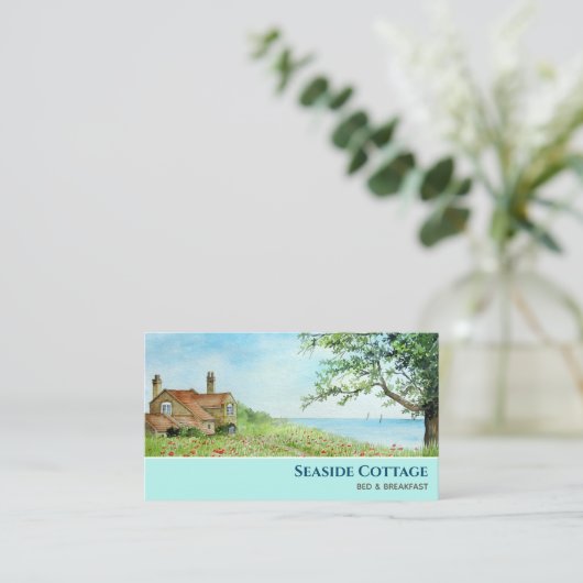 ポピーフィールドノースヨークシャー絵画ウォーターカラー 名刺 (スタンド正面)