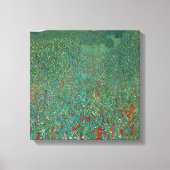 ポピーフィールドバイグスタフクリムト、ヴィンテージアールヌーボー キャンバスプリント (正面)