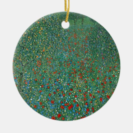 ポピーフィールドバイグスタフクリムト、ヴィンテージアールヌーボー セラミックオーナメント (正面)