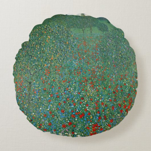 ポピーフィールドバイグスタフクリムト、ヴィンテージアールヌーボー ラウンドクッション (正面)