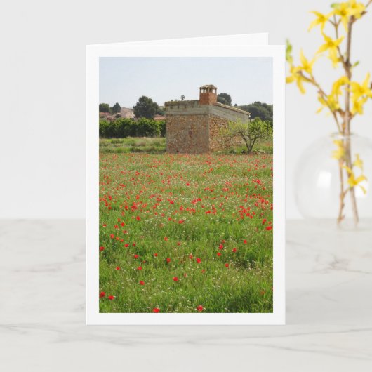 ポピーフィールドファームハウスポートレートカード カード (黄色い花)