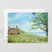 ポピーフィールド横向き水絵画色 ポストカード (正面/裏面)