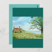 ポピーフィールド横向き水絵画色 ポストカード (正面/裏面)