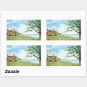 ポピーフィールド横向き水絵画色 長方形シール (シート)