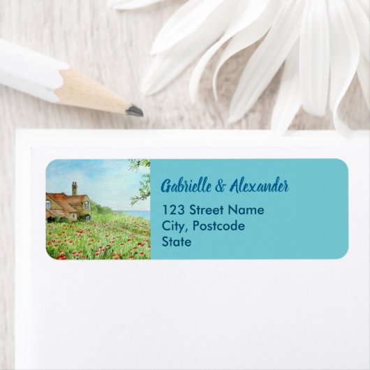 ポピーフィールド絵画ウォーター結婚カラー ラベル (インサイチュ)