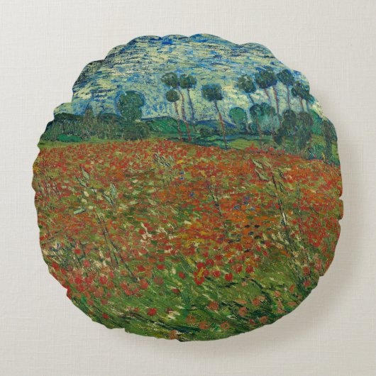 ポピーフィールド – ビンセント・ヴァン・ゴッホ ラウンドクッション (正面)