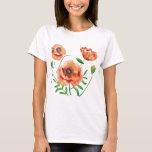 ポピーフラワーイラストレーション Tシャツ