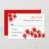 ポピーフラワーウェディングRSVPカード 出欠カード (正面/裏面)