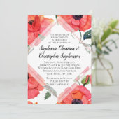 ポピーフラワーウォーターカラーレッドフローラエレガントな結婚式 招待状 (スタンド正面)