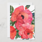 ポピーフラワーウォーターカラーレッドフローラエレガントな結婚式 招待状 (裏面)