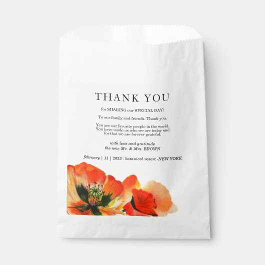 ポピーフラワーエレガントシンプルズ結婚サンキュー フェイバーバッグ (正面)