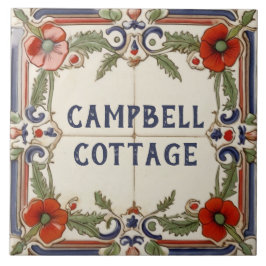 ポピーフラワーカスタムの家の名前プレート標識 タイル