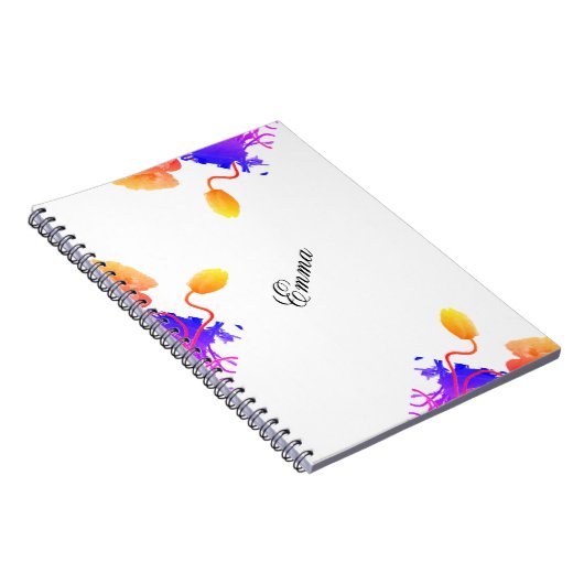 ポピーフラワーズウォーターカラーフローラ名前をカスタムする ノートブック (右側)