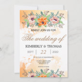 ポピーフラワーズウォーターカラー結婚式招待状 (正面)