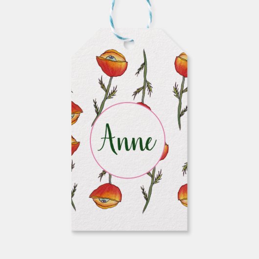 ポピーフラワーズシュレアルアートカスタムラベル ギフトタグ (裏面)