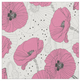 ポピーフラワーズパターン生地 ファブリック