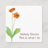 ポピーフラワーズボタニカルオレンジフローラアート スクエア名刺 (正面)