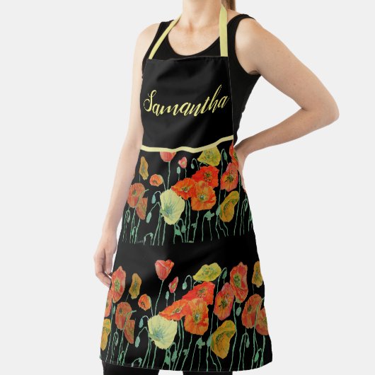 ポピーフラワーズポピーフローラウォーターカラーアートエプロン エプロン (インサイチュ)