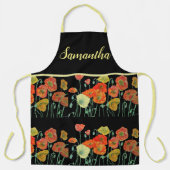 ポピーフラワーズポピーフローラウォーターカラーアートエプロン エプロン (正面)