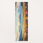 ポピーフラワーズマウンテンズ自然イラストレーション ヨガマット (正面)