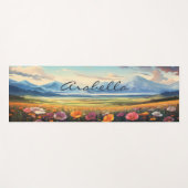 ポピーフラワーズマウンテンズ自然イラストレーション ヨガマット (正面(横))