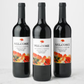 ポピーフラワーレッドクラシックテーマ結婚ズ ワインラベル (ボトル)