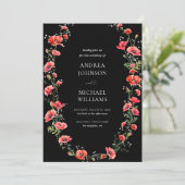 ポピーフローラハートスクリプト春ボタニカル結婚ズ 招待状 (スタンド正面)