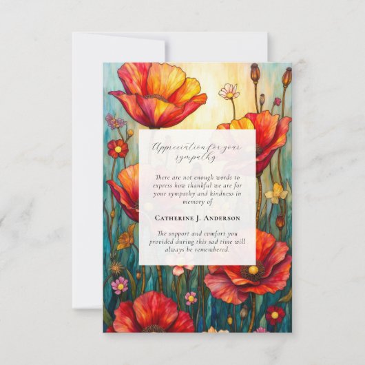 ポピーフローラメモリアル写真悔やみや弔慰葬儀 サンキューカード (正面)