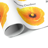 ポピーフローラ花柄メリークリスマスイエロー ラッピングペーパー (ロールコーナー)