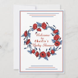 ポピーフローラ赤ちゃんシャワー歓迎サイン 招待状