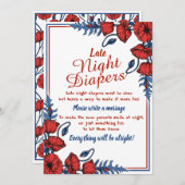 ポピーフローラ赤ちゃんシャワー深夜おむつゲーム 招待状 (正面/裏面)