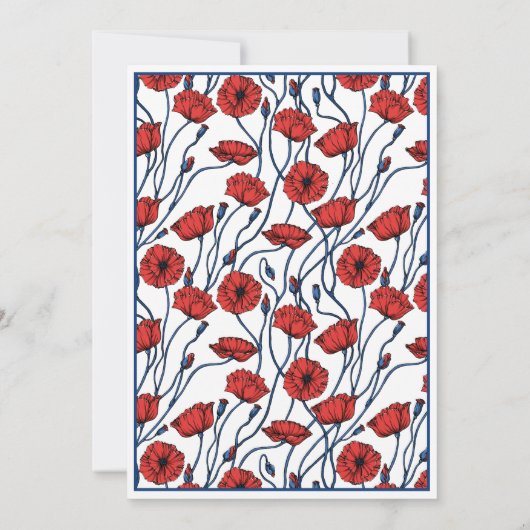 ポピーフローラ赤ちゃんシャワー言わないベビー標識 招待状 (裏面)