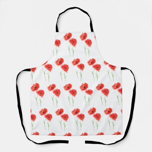 ポピーフローラ赤ポピー植物芸術パターン エプロン (正面)