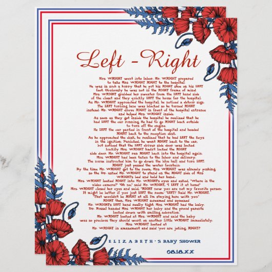 ポピーフローラ離れ赤ちゃんシャワー – 右 (正面/裏面)