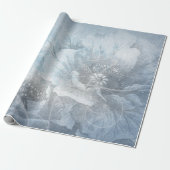 ポピーフローラ |ゴージャスな青の埃っぽい色合いの花 ラッピングペーパー (アンロールド)