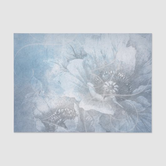 ポピーフローラ |ゴージャスな青の埃っぽい色合いの花 薄葉紙 (正面)